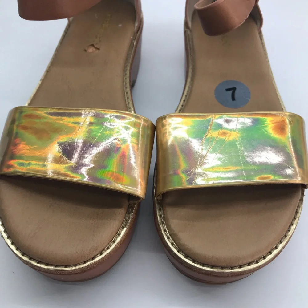 GH Bass & Co Women's Rivington Gold Whiskey Platform Sandals